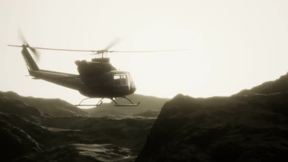 Slow Motion United States Military Helicopter in Vietnam alt