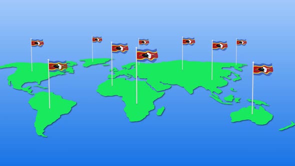 Flag Of Eswatini Wavy Animated On Earth alt