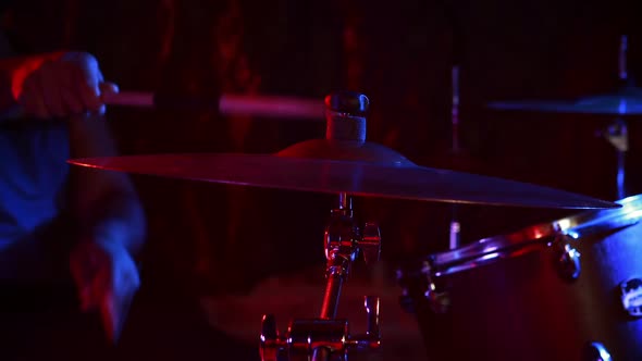 Drummer playing on drum set 4k