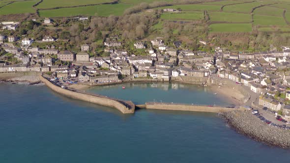 Mousehole Harbour a Picturesque Village in Cornwall UK from the Air