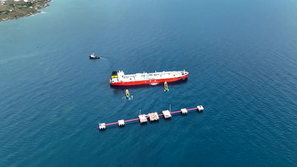 Gas tanker at sea aerial view 4 K Turkey Alanya