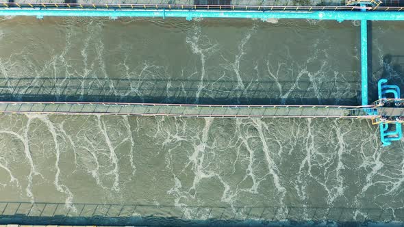 Top View of Sewage Waters in the Cleaning Reservoirs