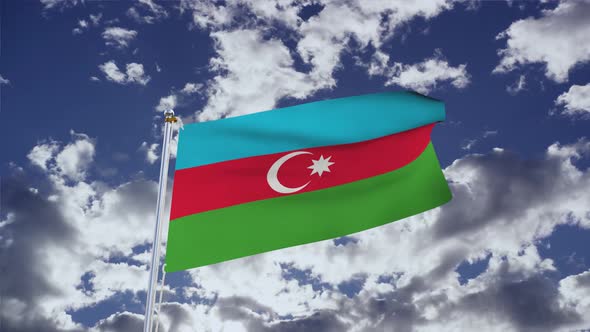 Azerbaijan Flag With Sky 4k