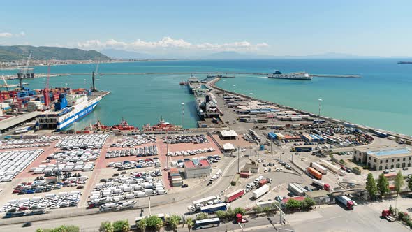 Panoramic view on the Salerno Port and the Terminal Container.