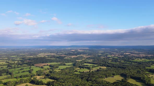 English Berkshire countryside in UK. Aerial panoramic view
