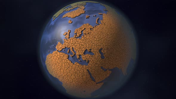 Europe Covered with Dry Cracked Earth