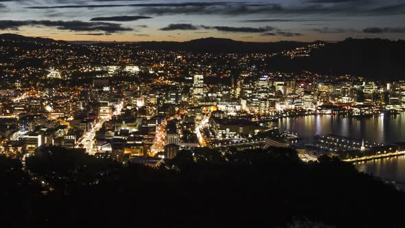 Wellington at nightfall timelapse
