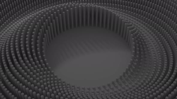 Dark Abstract Waving Circle Of Cylinders Loop