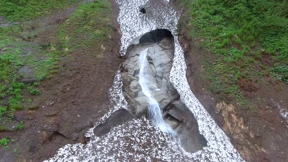 River Flowing Under the Snow Mass