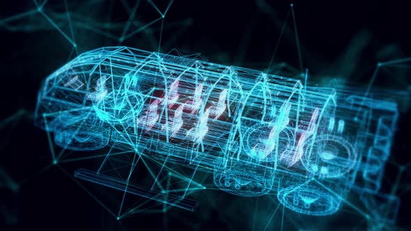 Futuristic Transport Shuttle Hologram Close Up 4k alt