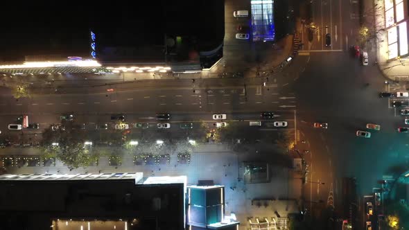 Aerial Photography Night Traffic Lights Of High Rise Buildings Near West Lake Hangzhou Zhejiang3