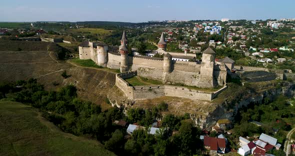 Aerial View of Old Fortress in the City of Kamenets-Podolsky