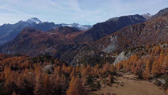 View over Vamalenco in autumn, Sondrio, Italy