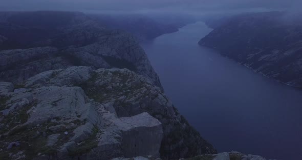 AERIAL: Preikestolen fjord in Norway