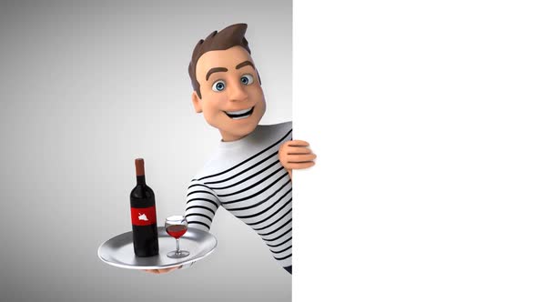 Cartoon man with wine