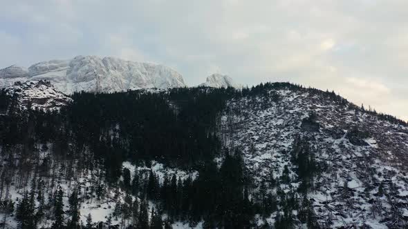 Majestic mountain range Tatra on border of Slovakia and Poland, aerial