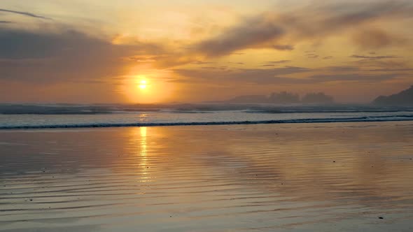 Tofino Vancouver Island Pacific Rim Coast Canada Beautiful Sunset at the Beach with Fog at Tofino