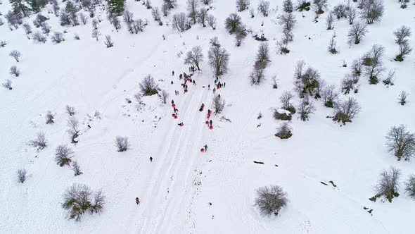 People having fun in the snow