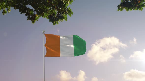 Ivory Coast Flag With  Modern City 