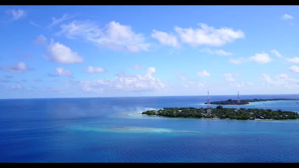 Aerial top view landscape of tropical bay beach time by clear lagoon and white sandy background of a