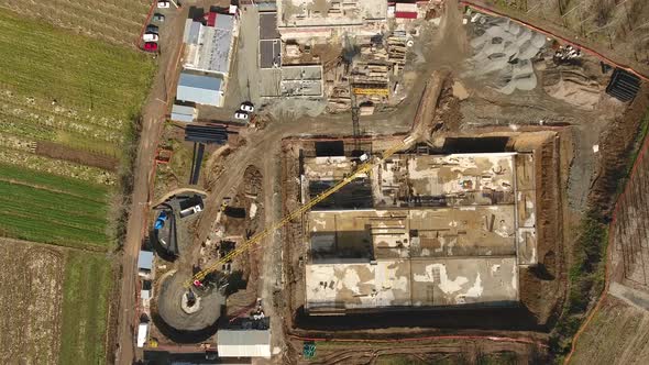 Aerial Birds Eye View On Construction 4K