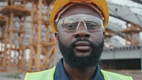 African-American Male Construction Worker Posing