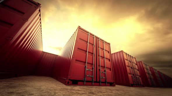 Endless animation of the closed red cargo containers array. Loopable. HD