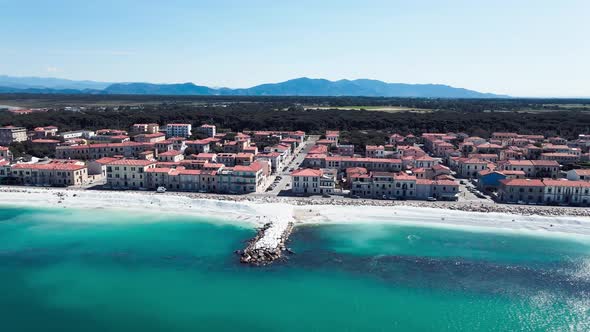 Amazing Aerial View of Marina Di Pisa Coastline Tuscany