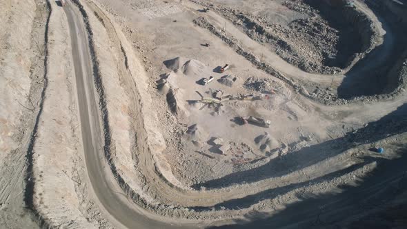 Top View Of Sand Quarry With Excavators