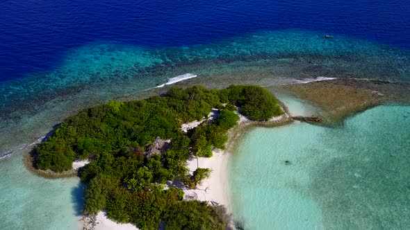 Aerial panorama of coastline beach break by blue sea with sand background