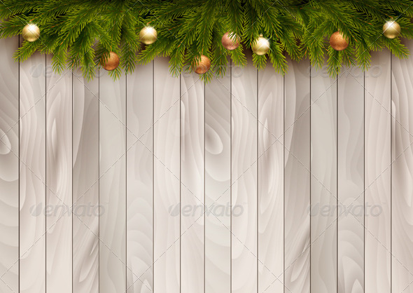 Christmas Decoration on Wooden Background