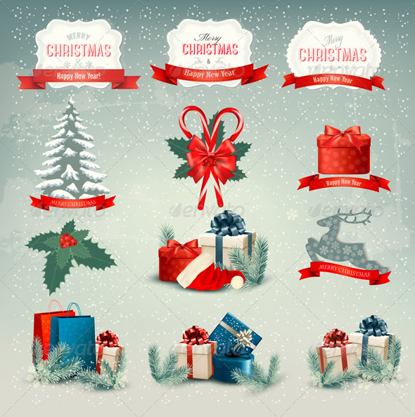 Big Group of Christmas Icons and Design Elements