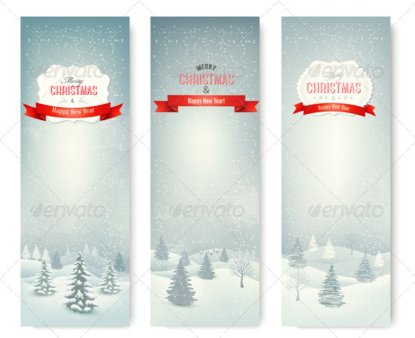 Christmas Winter Landscape Banners