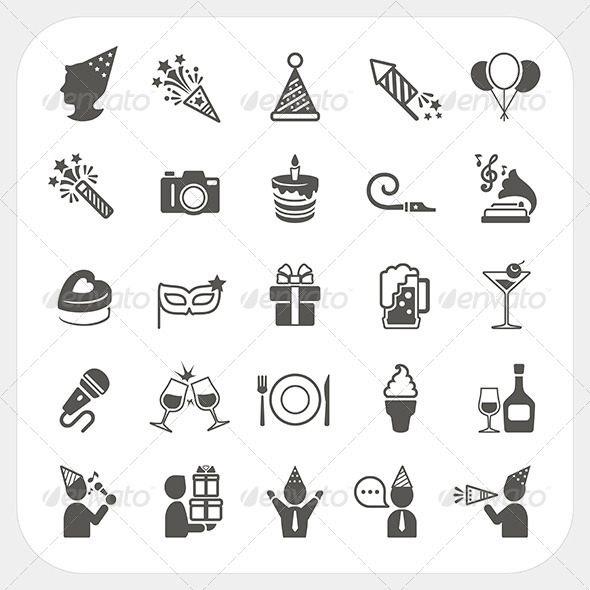 Celebration and Party Icons Set