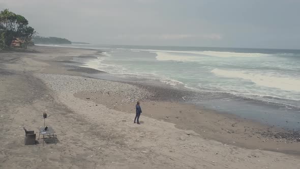 Business Man Working Near Ocean