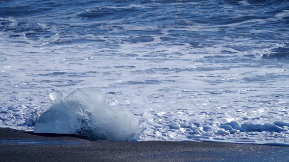 Ocean Waves Washed Icebergs. Global Warming Problem