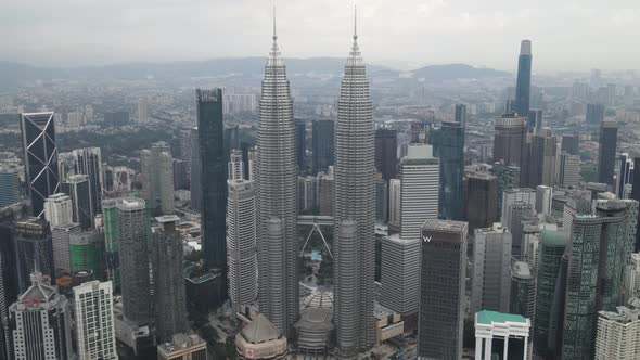 Aerial view of Kuala Lumpur City Centre and the Highest Twin Tower in the World