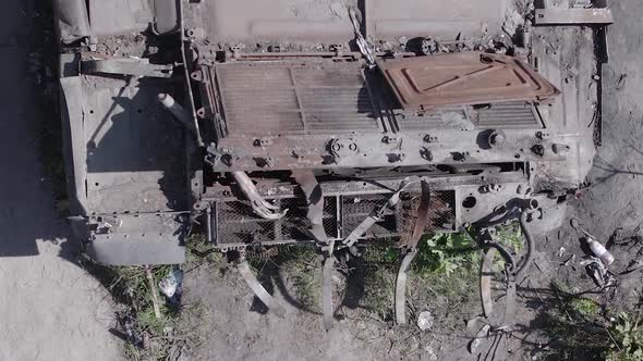 Vertical Video of a Destroyed Russian Military Equipment During the War in Ukraine