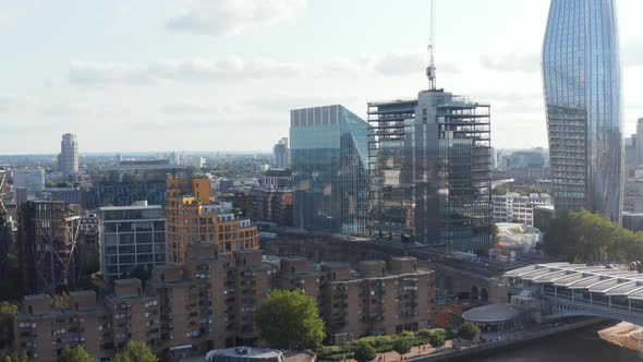 Panorama Curve Shot of Buildings on Thames River South Bank