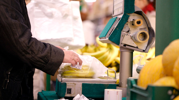 Weighing Bananas In the Shop