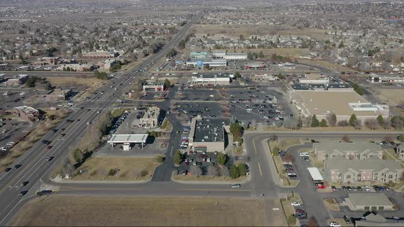 Aerial view of Shopping Center in suburbs of Colorado