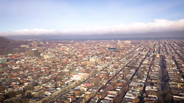Drone panning across a massive urban city.