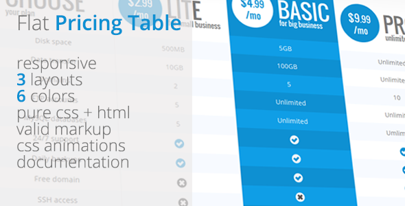 Flat Pricing Table