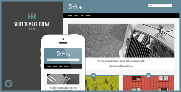Shift - A Responsive Masonry Tumblr Theme