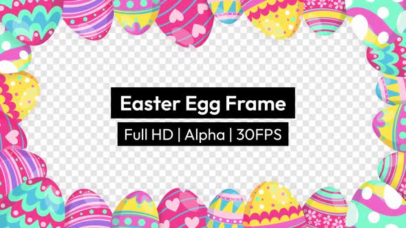 Colorful Easter Egg Frame Background with Alpha