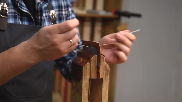 Handmade Production of Leather Wallet.