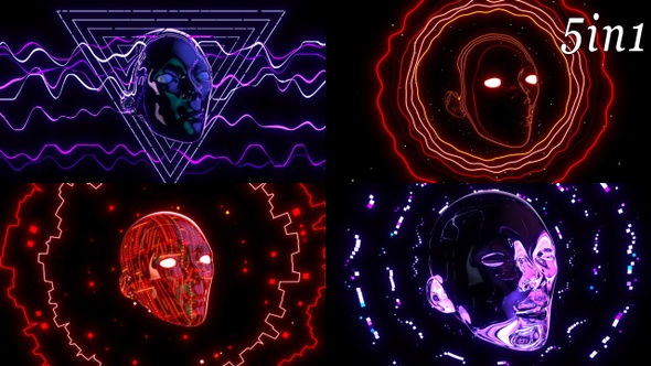 Neon Head - VJ Loop Pack (5in1)