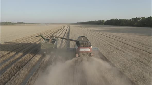 Combine Harvesting Wheat