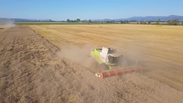 Aerial Combine Harvester in Action