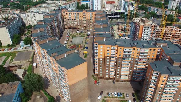 New apartments build in the city center. Modern urban district with architecture. Exterior of comfor